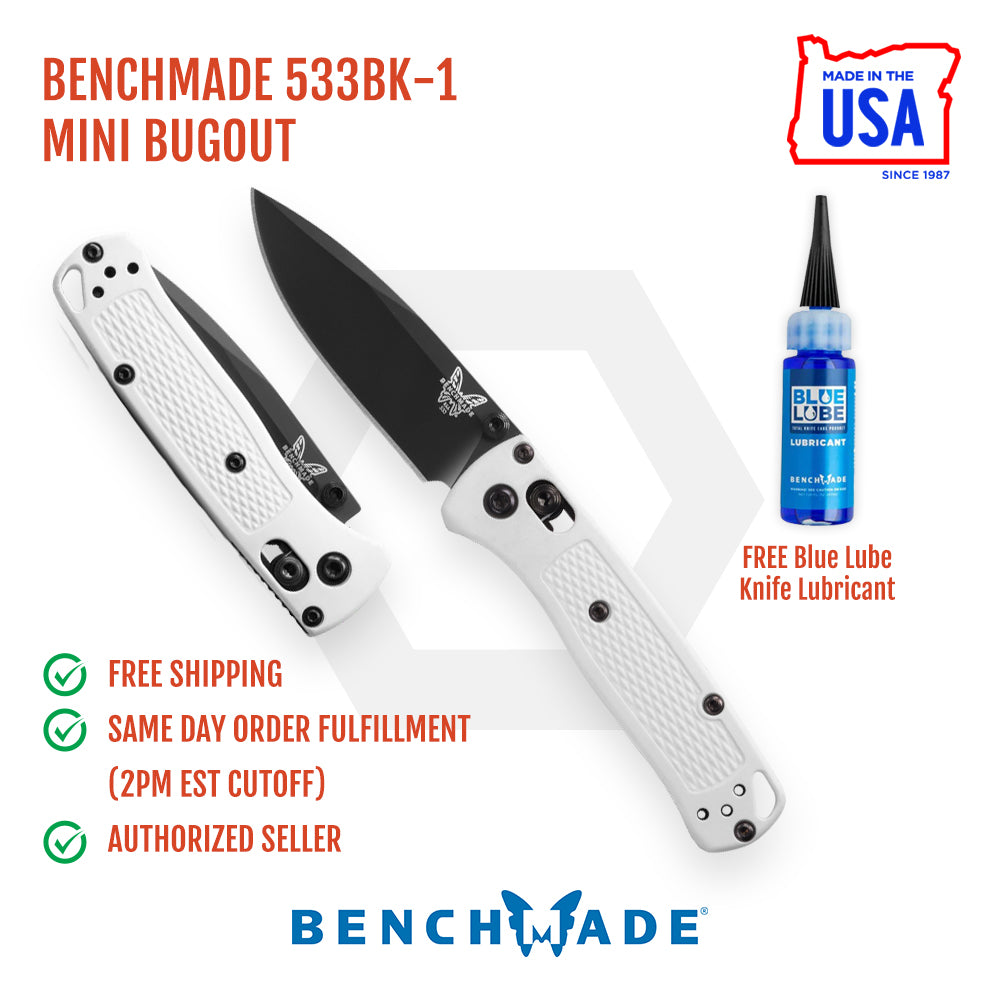 http://goinggear.com/cdn/shop/files/9.-Benchmade-533BK-1-Mini-Bugout-White-Grivory-Handles-2.82in-Black-Blade-S30V-Steel.jpg?v=1698420536