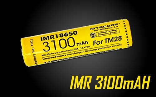 Nitecore IMR 3100 mAh 18650 Rechargeable Battery for TM28 Flashlights