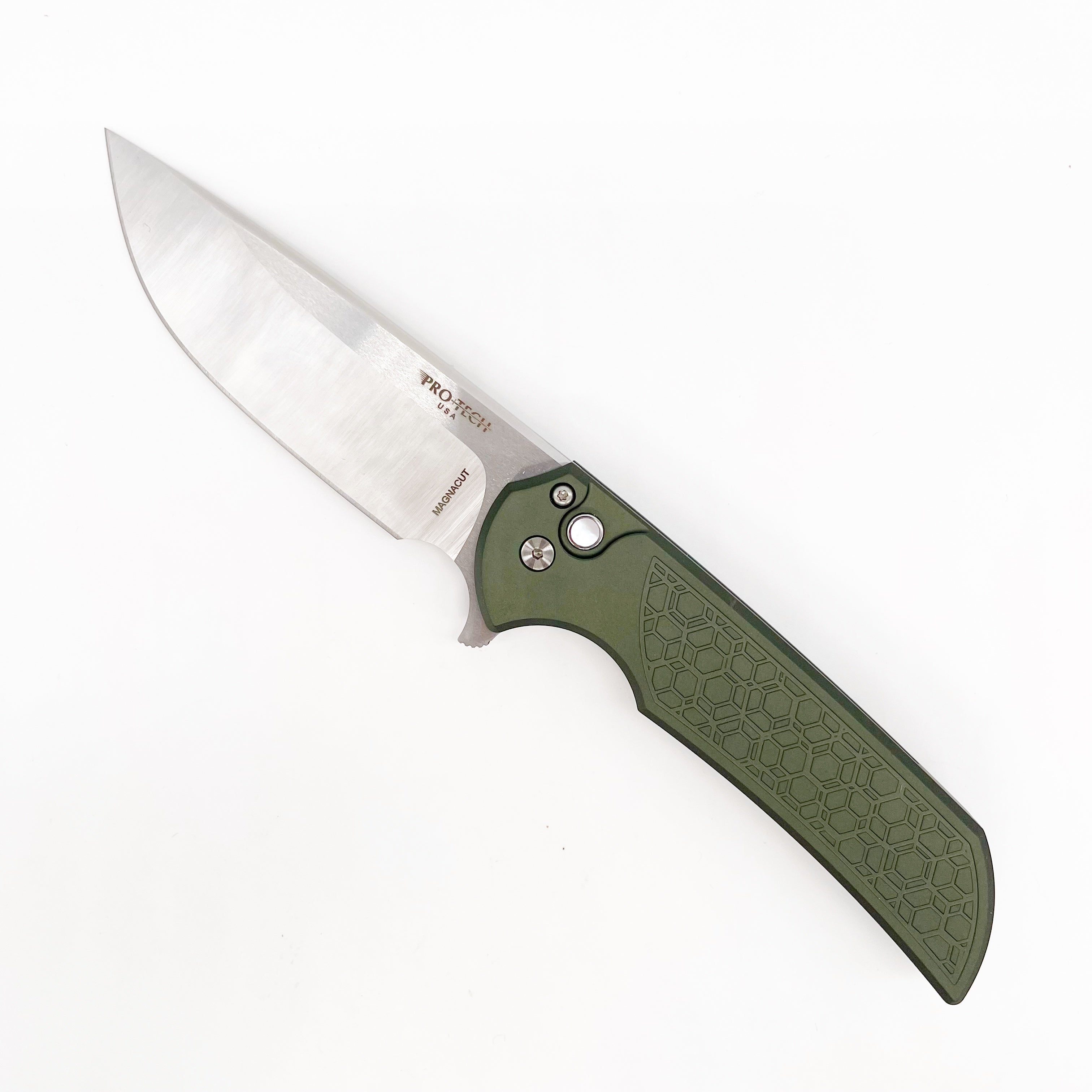 Pro-Tech Mordax Button Lock Folding Knife 3.5in Magnacut Steel Green A