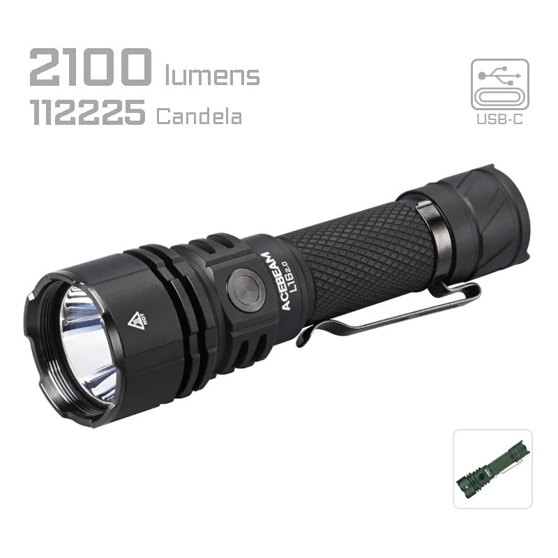 Acebeam L16 2.0 – 2,100 Lumen 670m Tactical Flashlight