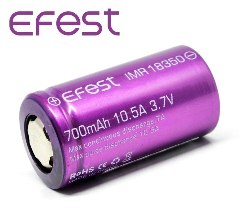 Efest IMR 18350 700 mAh 3.7V 10.5A Discharging current Battery with Flat Top