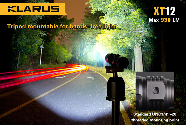 Klarus XT12 1 x 18650 / 2 x CR123A CREE XM-L2 U2 930 Lumen LED Flashlight