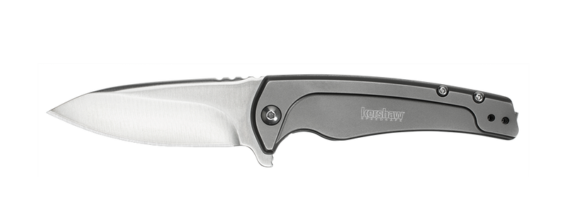Kershaw 1810 Intellect Assisted Flipper 3" Polished Drop Point Blade, Stainless Steel Handles