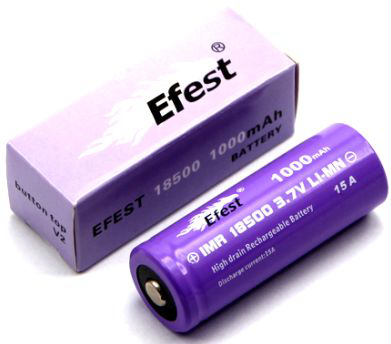 Efest IMR 18500 1000 mAh Battery with Button Top