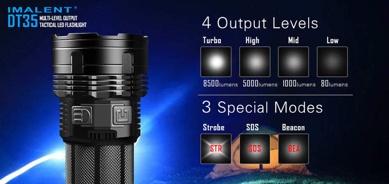 Imalent DT35 8500 Lumen 4 x 18650 CREE XHP35 LED Flashlight
