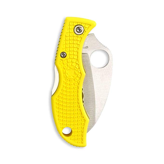Spyderco Ladybug 3 Salt LYLS3HB Hawkbill Knife 1-15/16" H1 Serrated Blade, Yellow FRN Handles