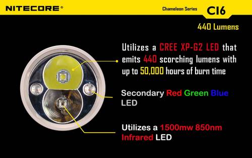 Nitecore Chameleon Series CI6 (Infrared)  440 Lumen 1 x 18650 / 2 x CR123A CREE XP-G2 Dual Color LED Flashlight