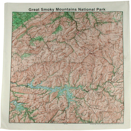 Topographic Map Cotton Bandana - Great Smokey Mountains