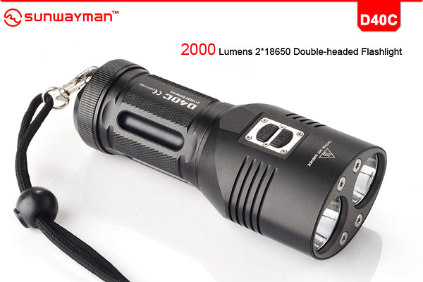 Sunwayman D40C 2 x 18650 / 4 x CR123A  Dual CREE XM-L2 U2 2000 Lumen LED Flashlight