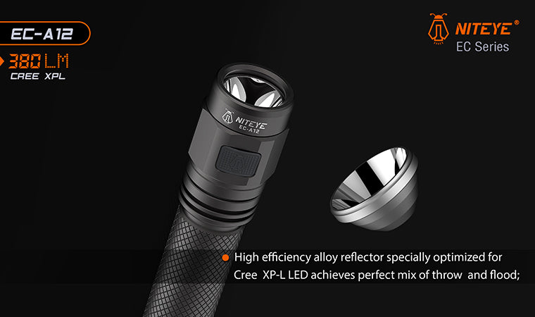Niteye EC-A12 2x AA 380 Lumens CREE XP-L LED Flashlight