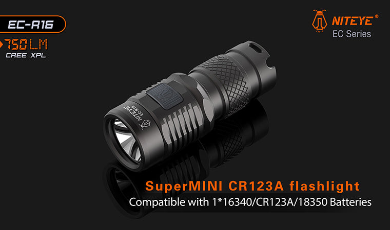 Jetbeam EC-R16 1x CR123A / 1x 16340 750 Lumens CREE XP-L LED USB Rechargeable Flashlight