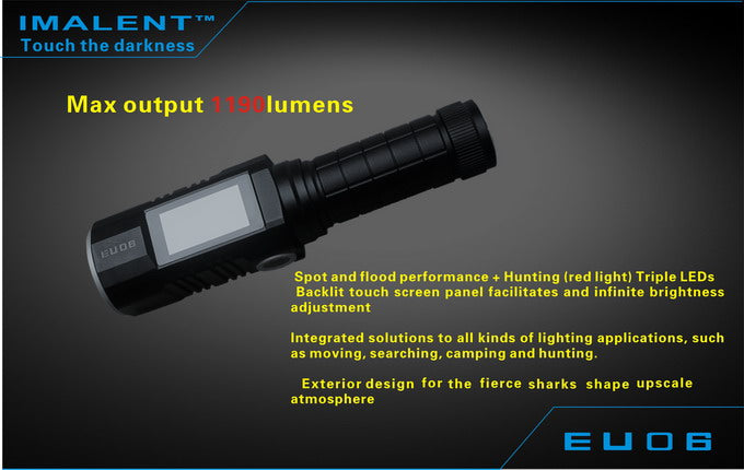 Imalent EU06V 1 x 18650 / 2 x CR123A CREE XM-L2 U2 1190 Lumen LED Flashlight with Secondary Ultraviolet LED