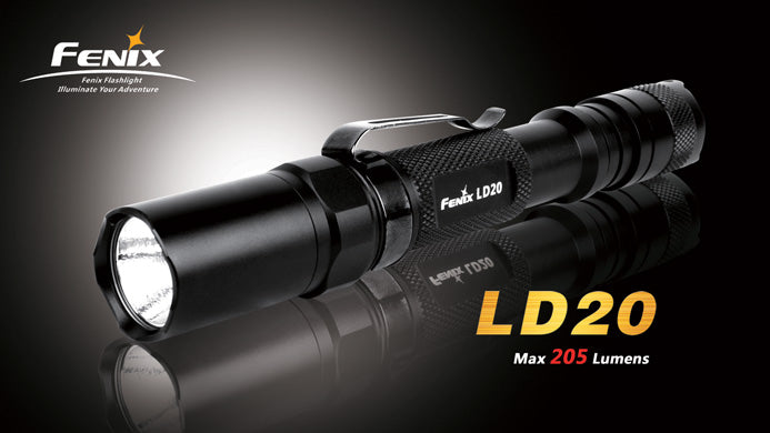 Fenix LD20 Black R5 2 AA LED Flashlight w/Clip Fenix LD20 Black R5 2 AA LED Flashlight w/Clip