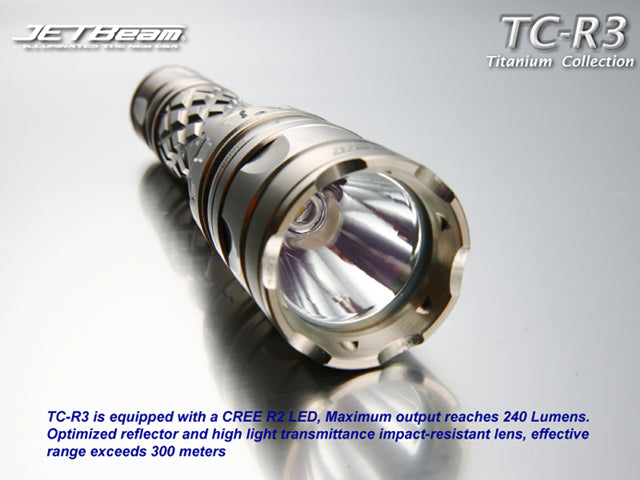 cree rechargeable flashlight Jetbeam TC-R3 Titanium CREE R2 LED Flashlight