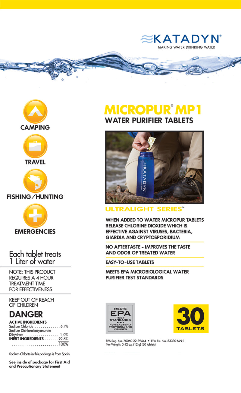 Katadyn MP1 MicroPur Chlorine Dioxide Tablets - 30 Pack