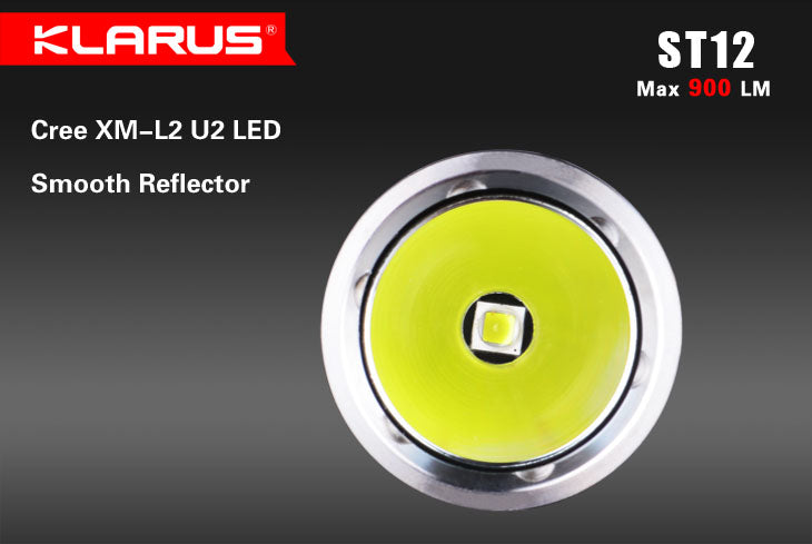 Klarus ST12 2x CR123 / 1x 18650 900 Lumen Cree XM-L2 LED Flashlight