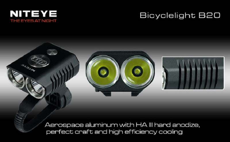 Niteye B20 Dual CREE XM-L U2 LED 1200 Lumen Bicycle Light