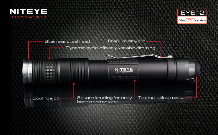 Niteye EYE12 2 x AA CREE XM-L U2 LED 260 Lumen Flashlight