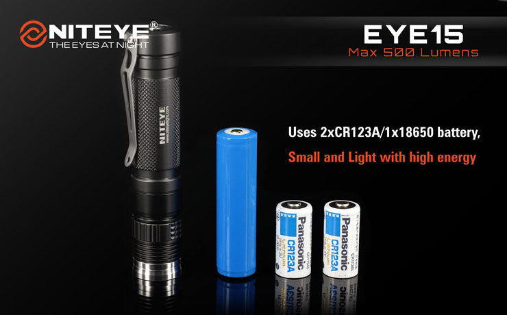 Niteye EYE15 2 x CR123A / 1 x 18650 CREE XM-L U2 LED 500 Lumen Flashlight