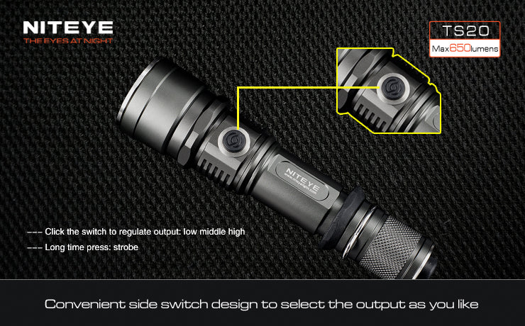 Niteye TS20 CREE XM-L U2 LED 650 Lumen Tactical Flashlight