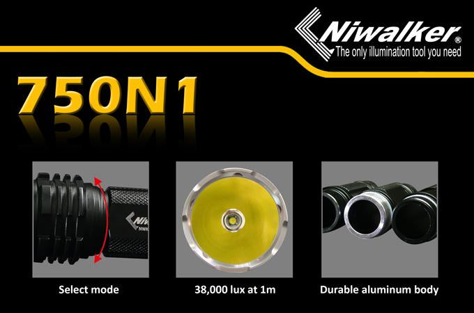 Niwalker 750N1 1/2 x 18650 720 Lumen XM-L U2 LED Flashlight