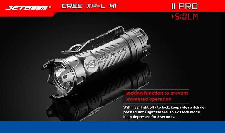 Jetbeam II Pro Anodized Titanium 510 Lumen 1 x CR123 CREE XP-L HI LED Flashlight - Black