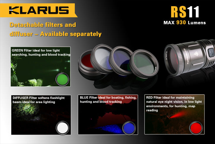 Klarus RS11 2 x (R)CR123A / 1 x 18650 CREE XM-L2 U2 930 Lumen LED Flashlight
