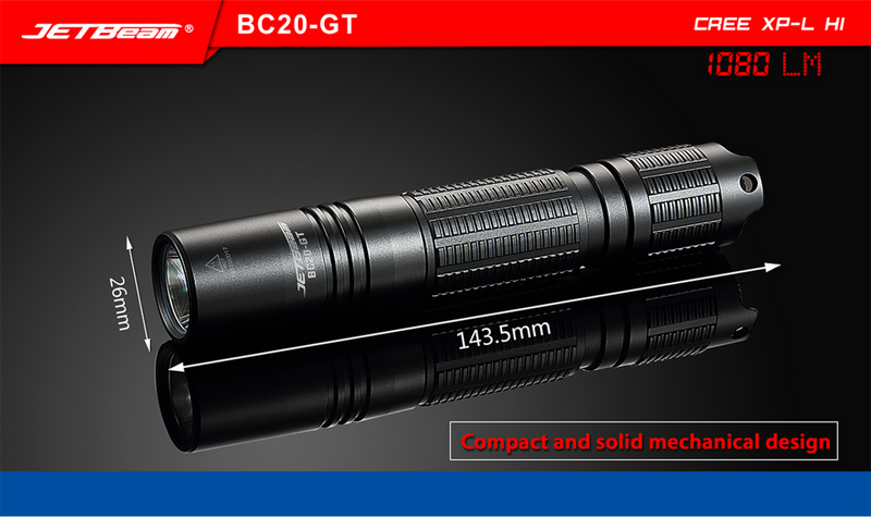 Jetbeam BC20GT 1080 Lumen Flashlight 1 x 18650 CREE XP-L HI V3 LED