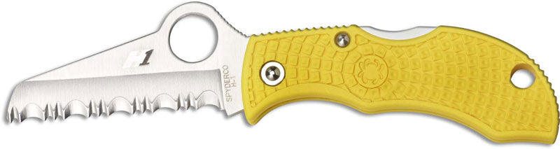 Spyderco MYLS Manbug Salt Lightweight Yellow Sheepsfoot Folding Knife (1.9 Inch H1 Blade)