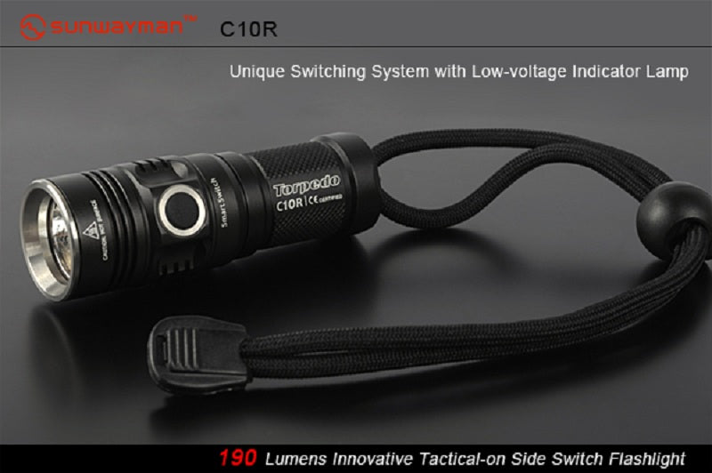 Sunwayman C10R CREE XM-L U2  1 x CR123 180 Lumen LED Side Switch Flashlight