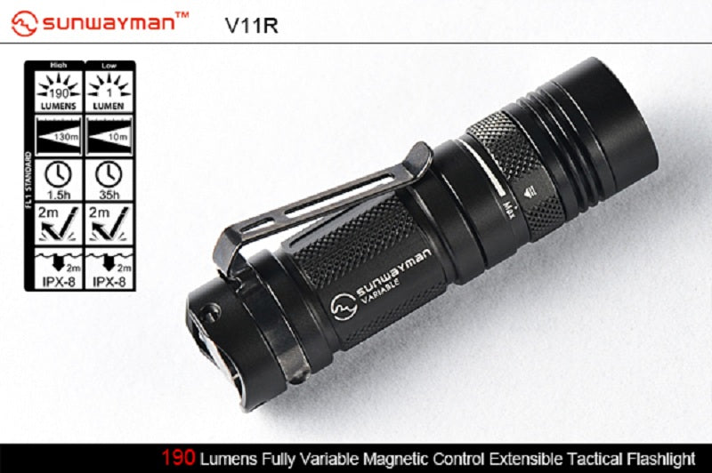 Sunwayman V11R CREE XM-L U2 Variable Output 1 x CR123 / 1 x AA 500 Lum
