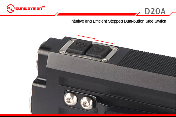 Sunwayman D20A Dual LED Flashlight - CREE XP-G2 White LED & CREE XP-E P2 Red LED - 258 Lumens - 2 x AA batteries