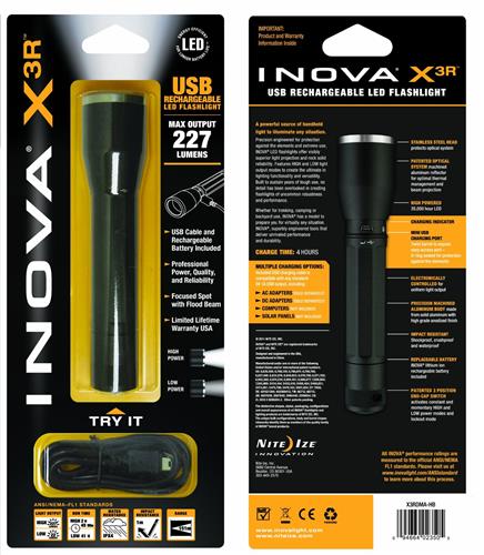 Inova X3R 227 Lumen USB Rechargeable LED Flashlight
