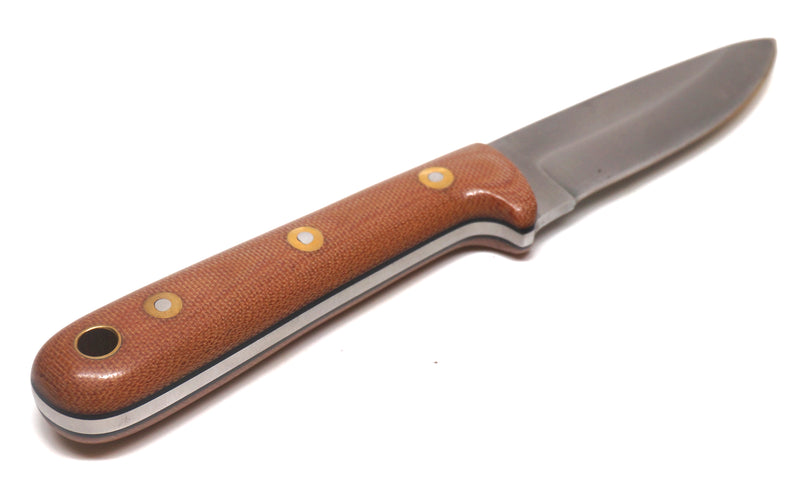 Battle Horse Knives Woodsman Pro Fixed Blade Knife - Natural Micarta Handle With Black Liners (3 5/8 Inch Blade)