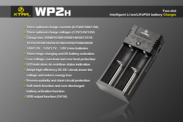 Xtar WP2H Intelligent Li-ion/LiFePO4 Battery Charger