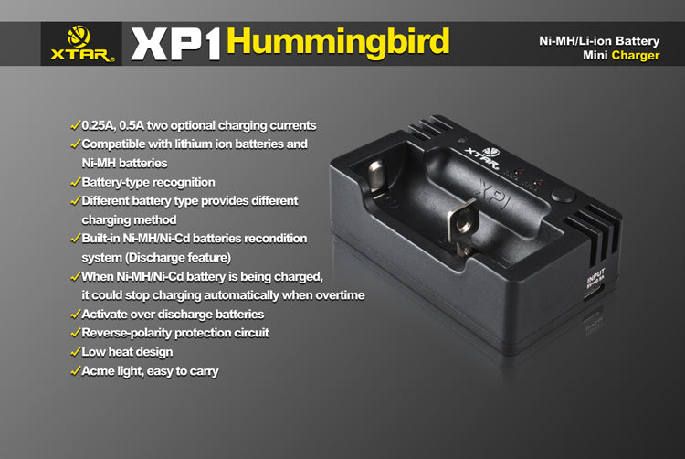 XTAR XP1 Hummingbird NiMH/Lithium Ion Intelligent Mini Charger