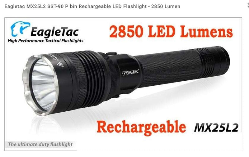 EagleTac MX25L2 2850 Lumen Rechargeable Turbo Luminus SST-90 P-bin LED