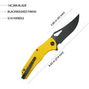 Kubey Knife Phemius 3.66" 14C28N Yellow G10 KUB149E