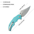 Kubey Knife Ceto 3.46" 14C28N Blue G-10 KUB181B