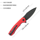 Kubey Knife Calyce 3.27" AUS-10 Black Red G10 KUB901I