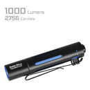 Acebeam Rider RX 2.0 1,000 Lumen EDC Flashlight 1x14500 USB-C Rechargeable Battery - 6500K Cool White Black w/ Blue Accents