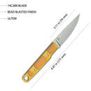 Kubey JL KUB356C Fixed Blade Knife – Ultem Handle, D2 Steel