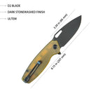 Kubey Knife Tityus 3.39" D2 Amber KUB322M