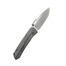 Kubey Blackout Folding Knife 3.15" M390 Satin & Sandblast Drop Point Blade Gray Titanium Handle Frame Lock KB259B