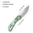Kubey Knife Thalia 3.27" 14C28N Camo G10 KUB331K
