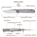 FerraMonster Kroma FM23008-A – 2.95" Satin Elmax Folding Knife, Grey Titanium Handle, Frame Lock Gentleman’s EDC