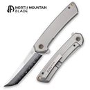 North Mountain Zero 3.5" Tanto Blade Flat Titanium Handles w/ Smooth Flipper