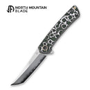 North Mountain Zero 3.5" Tanto Blade White & Green Ceramic Carbon Fiber Ti Handle