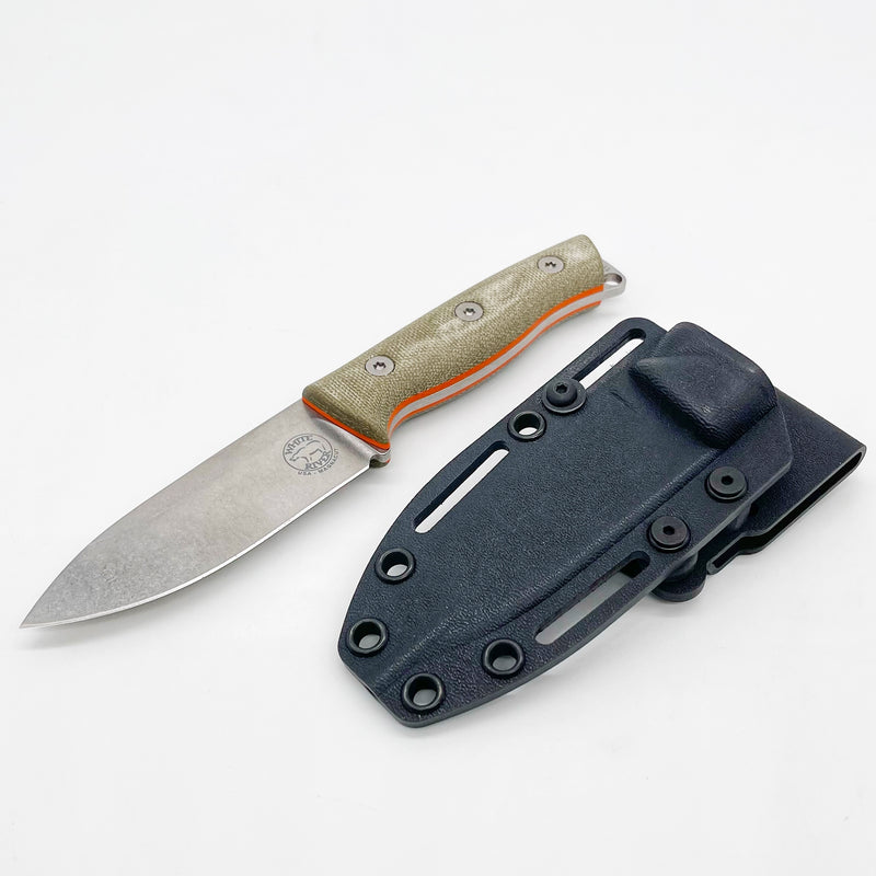 White River Knife & Tool Ursus Cub Magnacut Blade OD Green Micarta Scales w/ Orange Liners