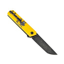 Kansept Foosa T2020T8 – Limited Edition Slip Joint Knife, 154CM Blade, Yellow G10 Bat Print Handle